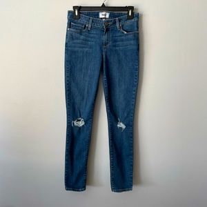 PAIGE Verdugo Ankle Jeans with Distressing Dark Wash Denim Size 28